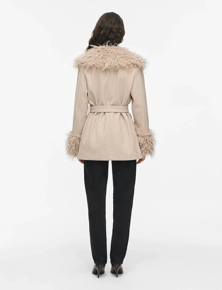 Vila - VIBALOU L/S SHORT COAT/KA - faux fur jakker - natural melange - 3