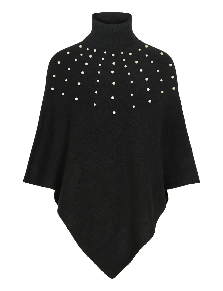 Vila - VIKIKA ROLLNECK PONCHO/KA - ponchos & capes - black - 1