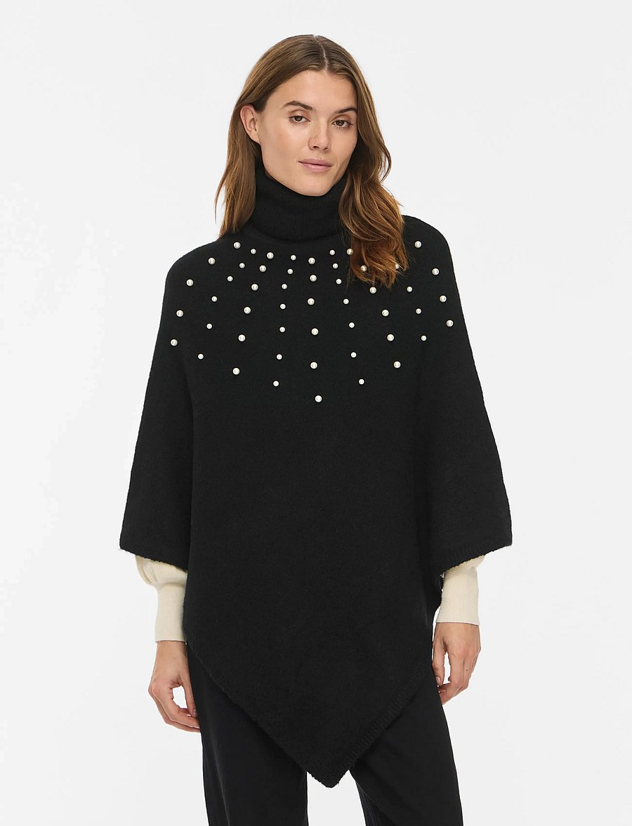 Vila - VIKIKA ROLLNECK PONCHO/KA - ponchos & capes - black - 0