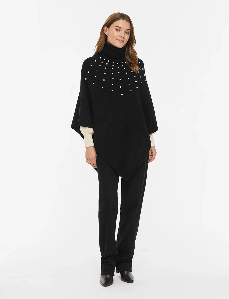 Vila - VIKIKA ROLLNECK PONCHO/KA - ponchos & capes - black - 4