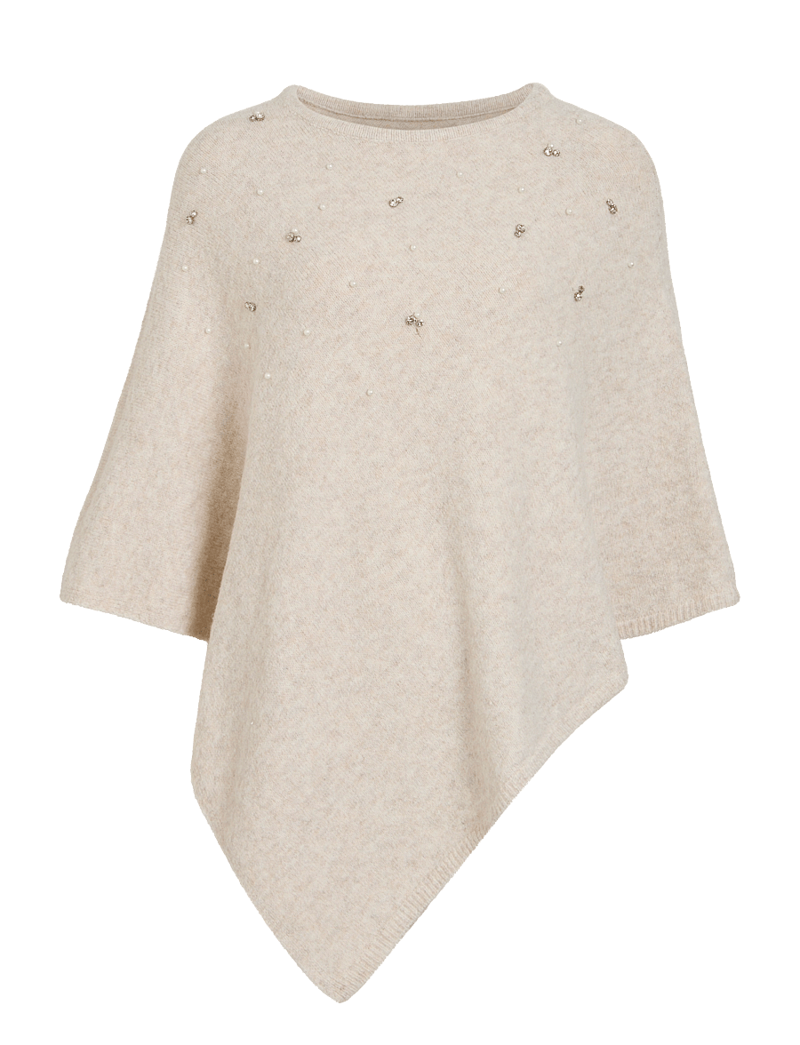 Vila - VIMISA PONCHO/KA - vinterjackor - natural melange - 0