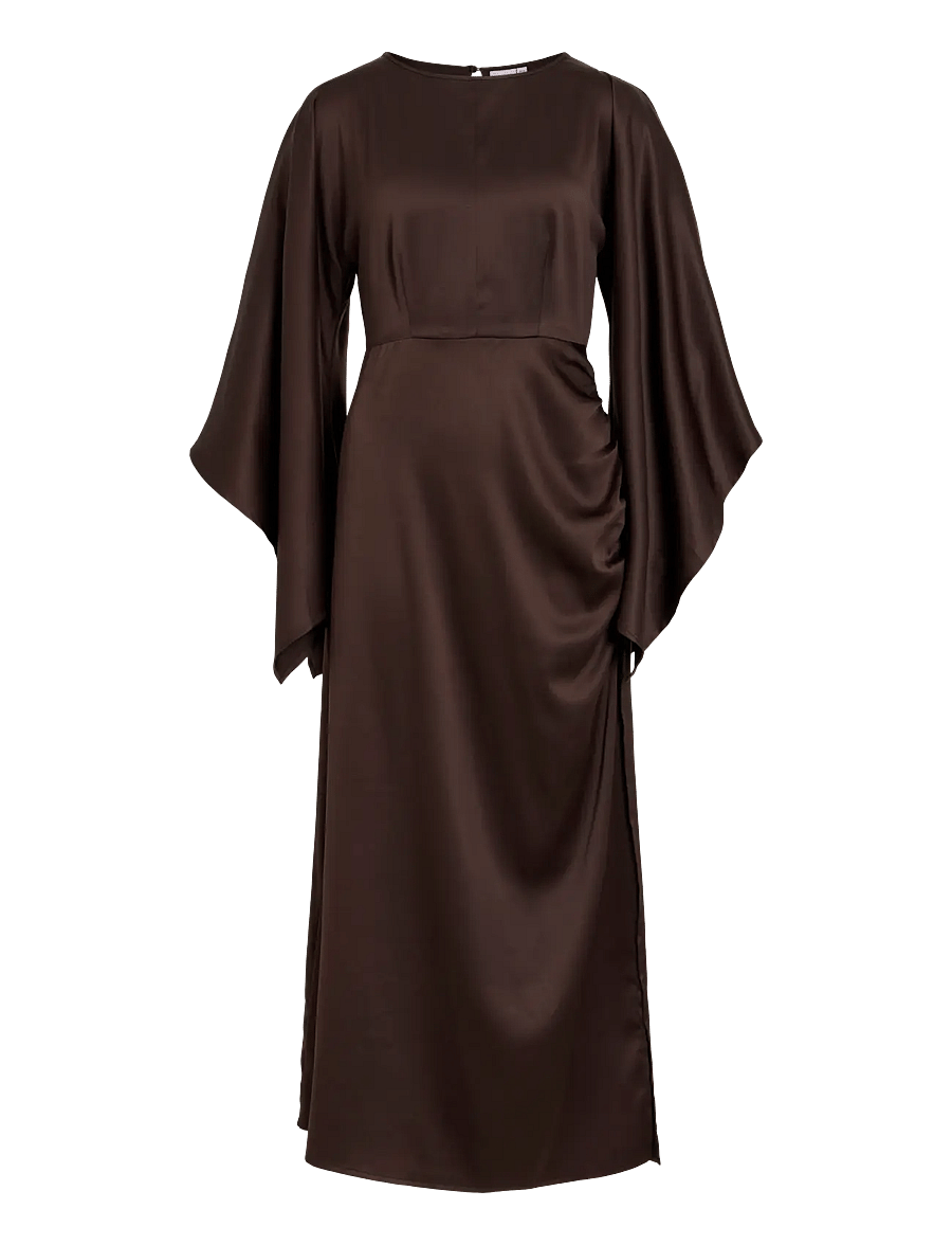 Vila - VICRAZY O-NECK ANKLE DRESS/PTY/KA - coffee bean - 0
