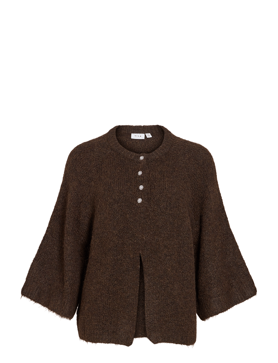 Vila - VIBOWS 3/4 KNIT CARDIGAN/LN/1 - koftor - coffee bean - 1