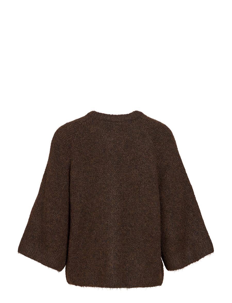 Vila - VIBOWS 3/4 KNIT CARDIGAN/LN/1 - koftor - coffee bean - 2