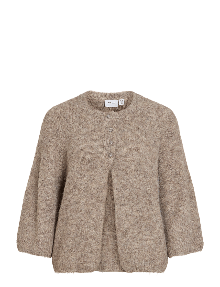 Vila - VIBOWS 3/4 KNIT CARDIGAN/LN/1 - cardigans - natural melange - 1