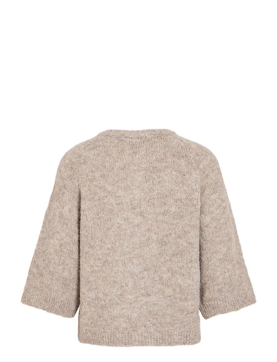 Vila - VIBOWS 3/4 KNIT CARDIGAN/LN/1 - cardigans - natural melange - 2