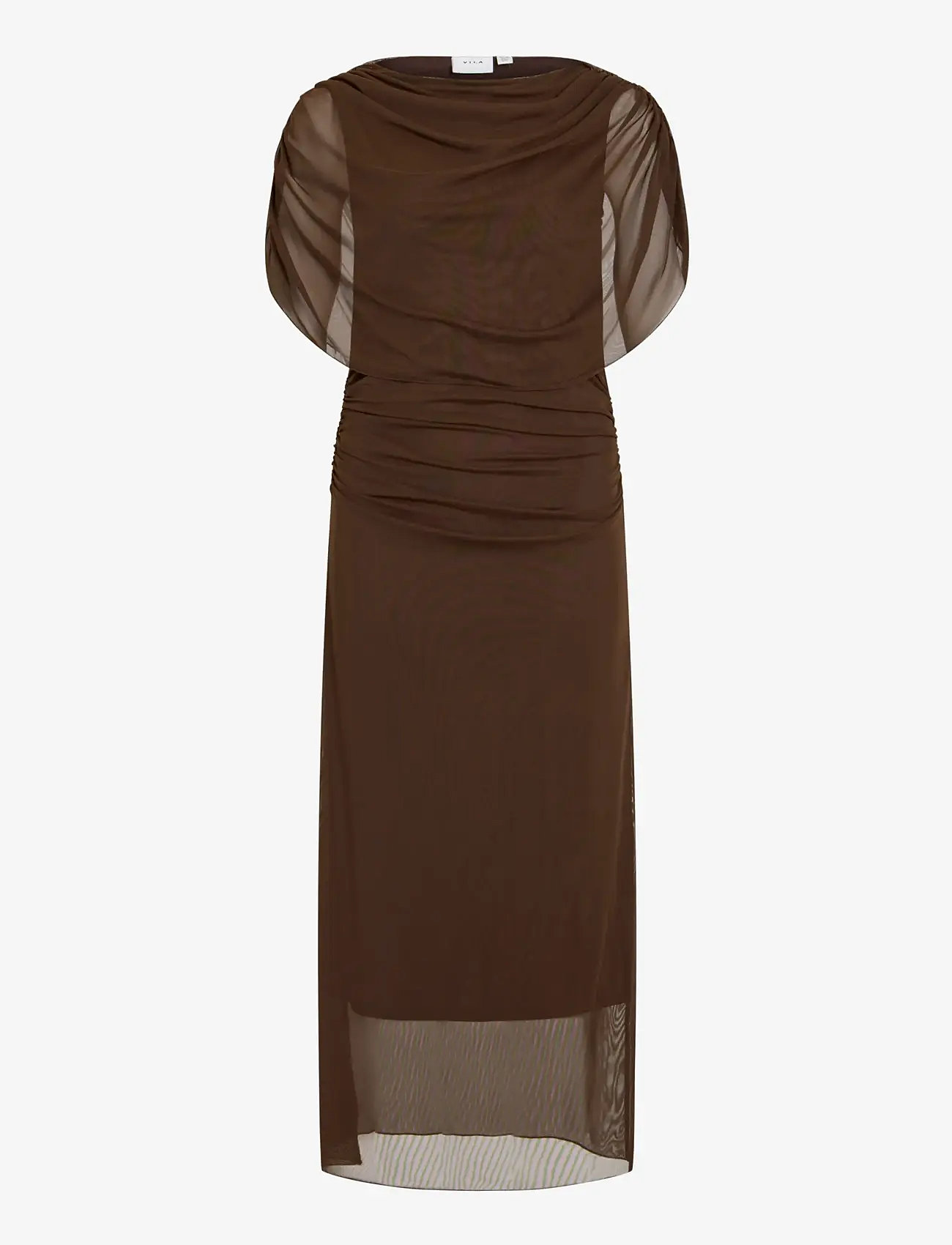 Vila - VILISSY MESH ANKLE DRESS - maxi kjoler - coffee bean - 0