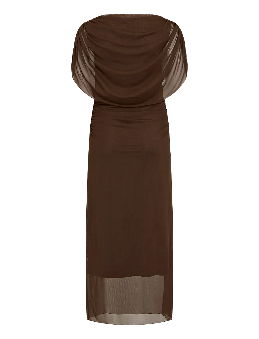 Vila - VILISSY MESH ANKLE DRESS - maxi kjoler - coffee bean - 1