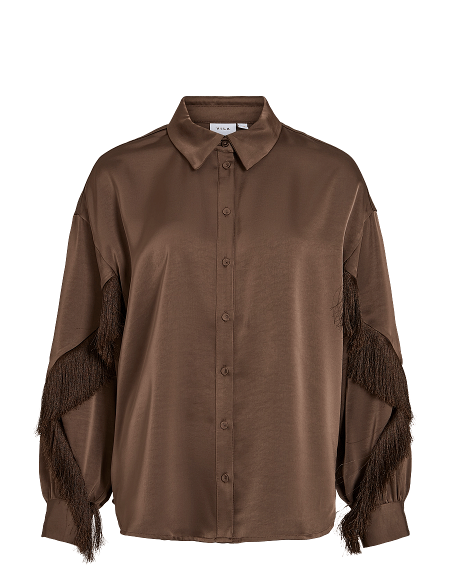 Vila - VIRALFINE L/S SHIRT - langärmlige hemden - coffee bean - 1