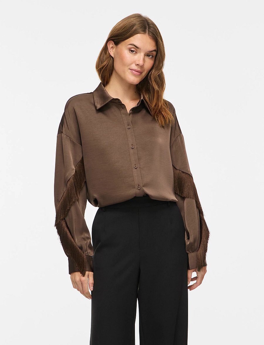 Vila - VIRALFINE L/S SHIRT - langärmlige hemden - coffee bean - 0