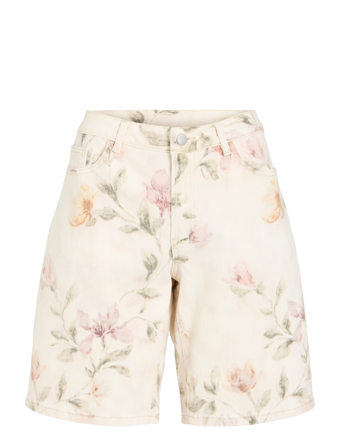 Vila VICHIA RW BERMUDA SHORTS - Jeansmode - BIRCH / cream