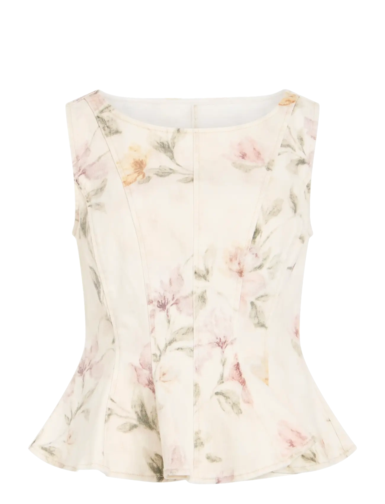 Vila VICHIA S/L PEPLUM TOP - Kleidung - BIRCH / cream