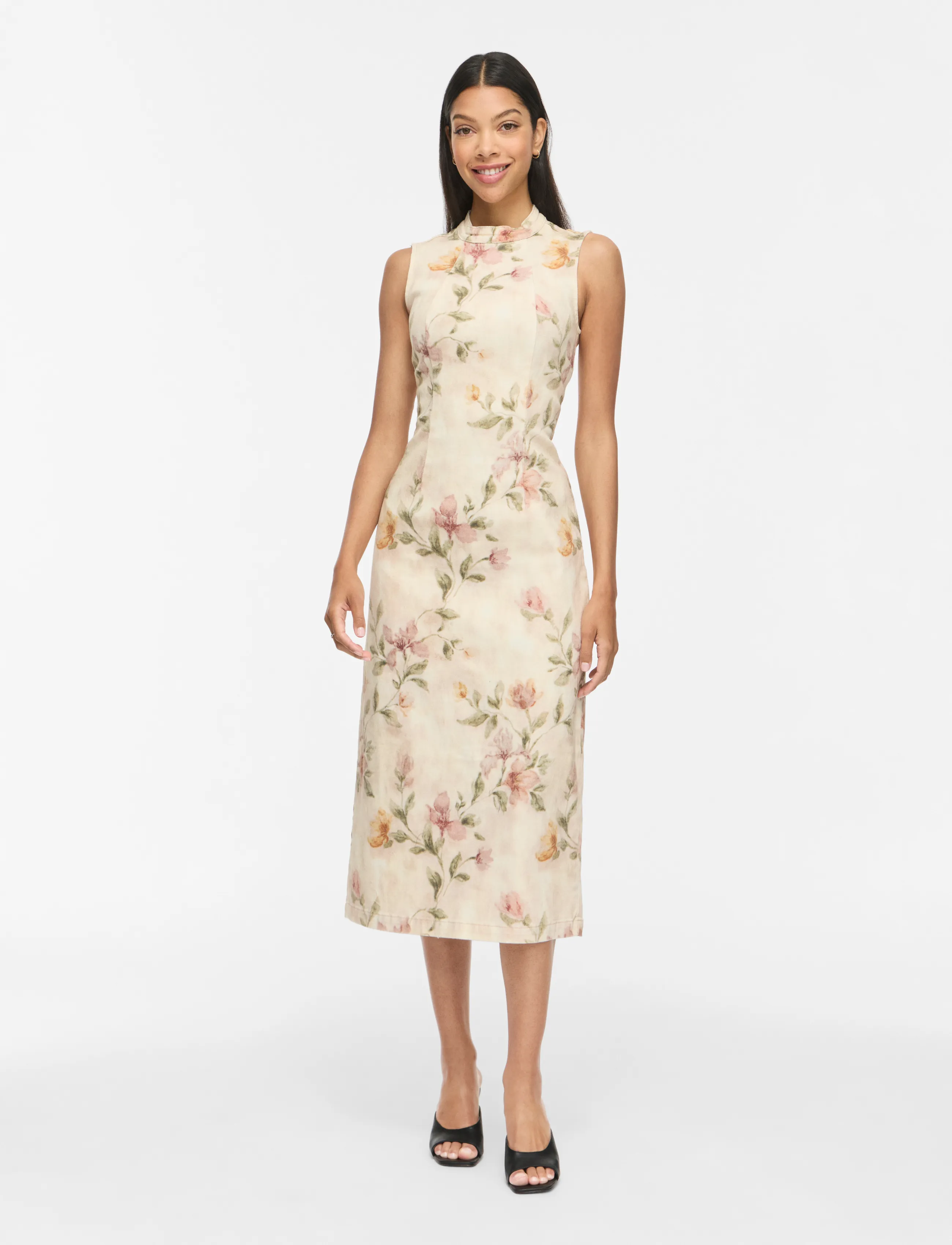 Vila VICHIA S/L O-NECK MIDI DRESS - Festkläder - BIRCH / cream