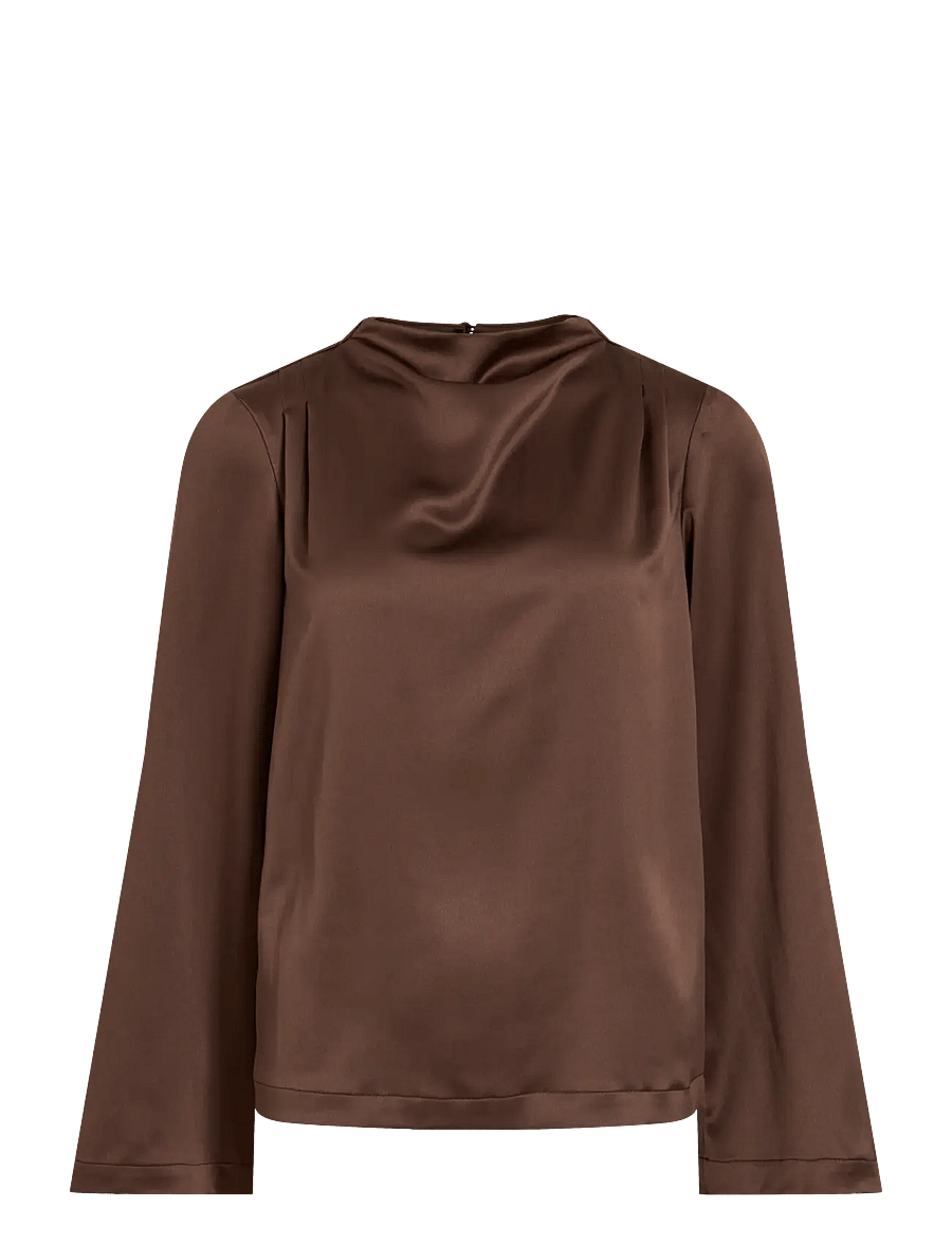 Vila - VILANNA HIGH NECK TOP/KA - long-sleeved tops - coffee bean - 0