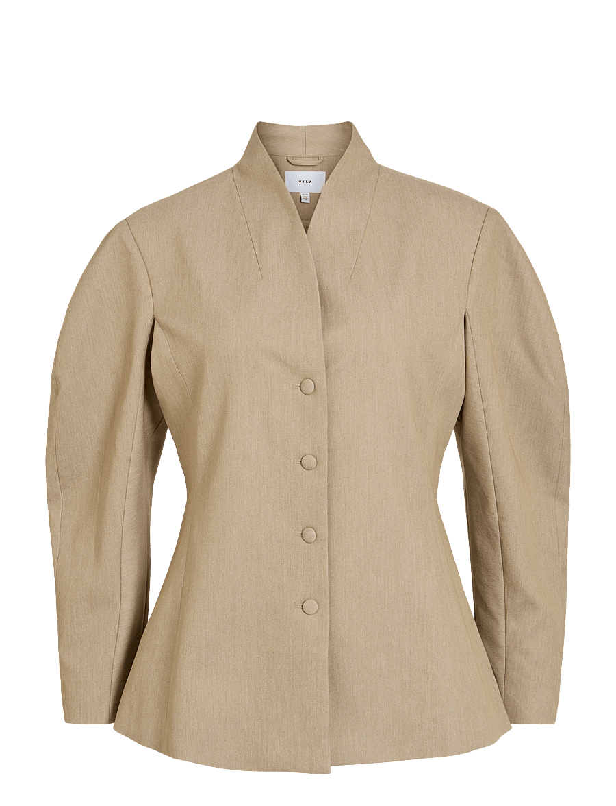 Vila - VIEPONINE L/S BLAZER - single breasted blazers - natural melange - 0
