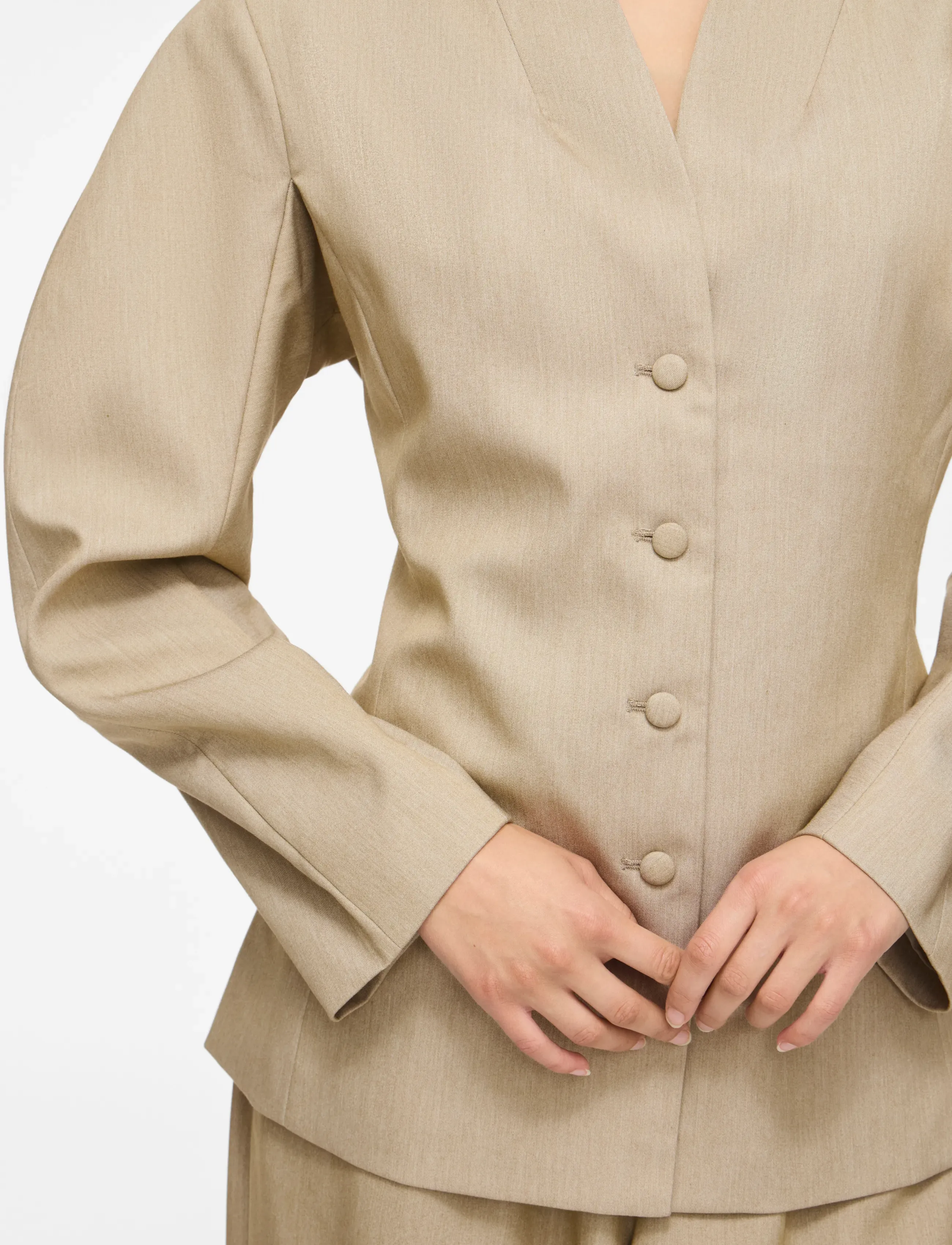 Vila - VIEPONINE L/S BLAZER - Üherealised pintsakud - natural melange - 5