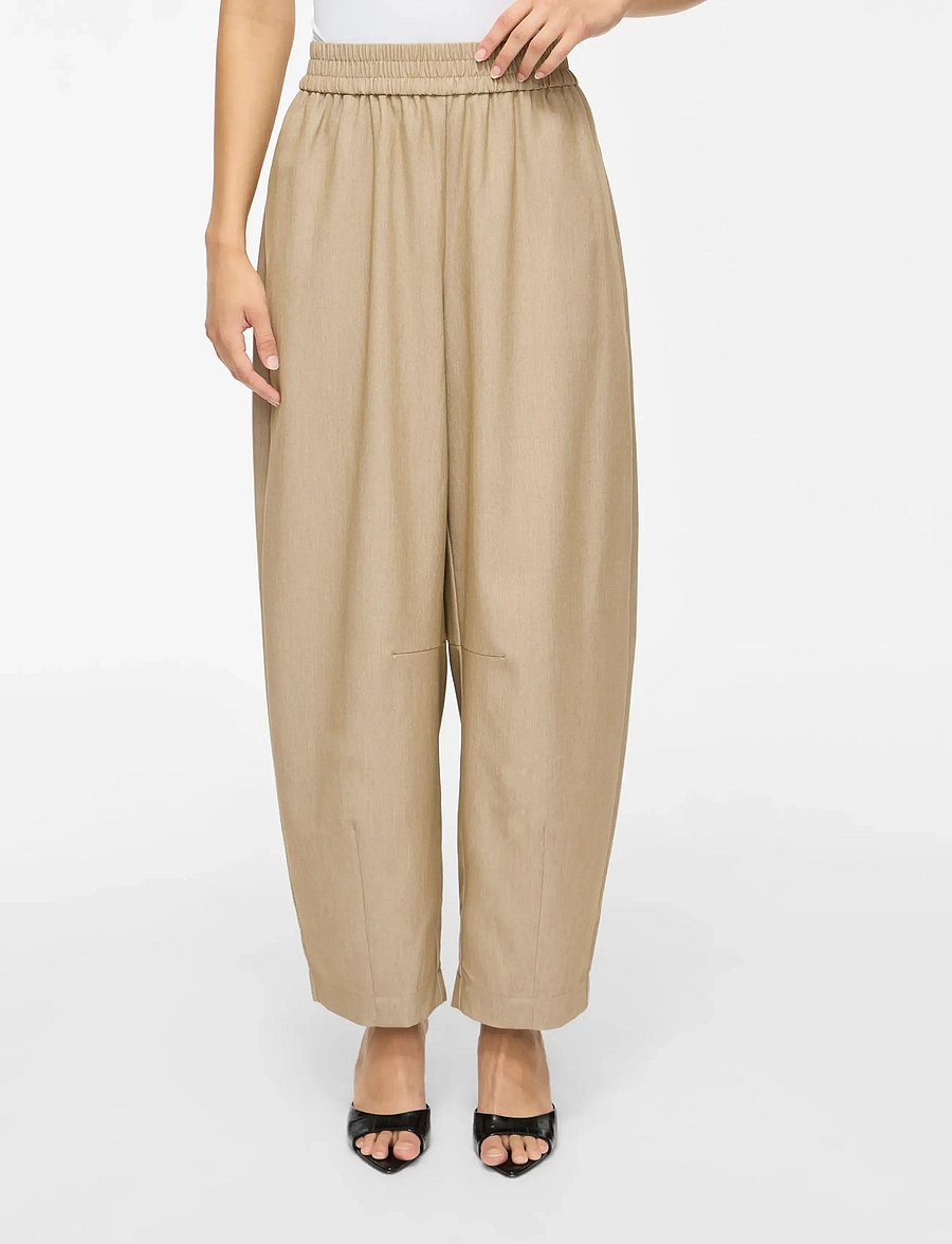 Vila - VIEPONINE HW BARREL PANTS - barrel-bukser - natural melange - 0