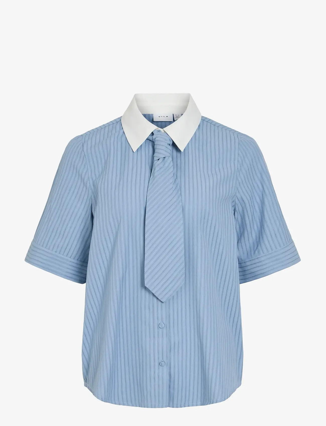Vila - VILINNA 2/4 SHIRT W. TIE /LN - kortærmede skjorter - nantucket breeze - 0