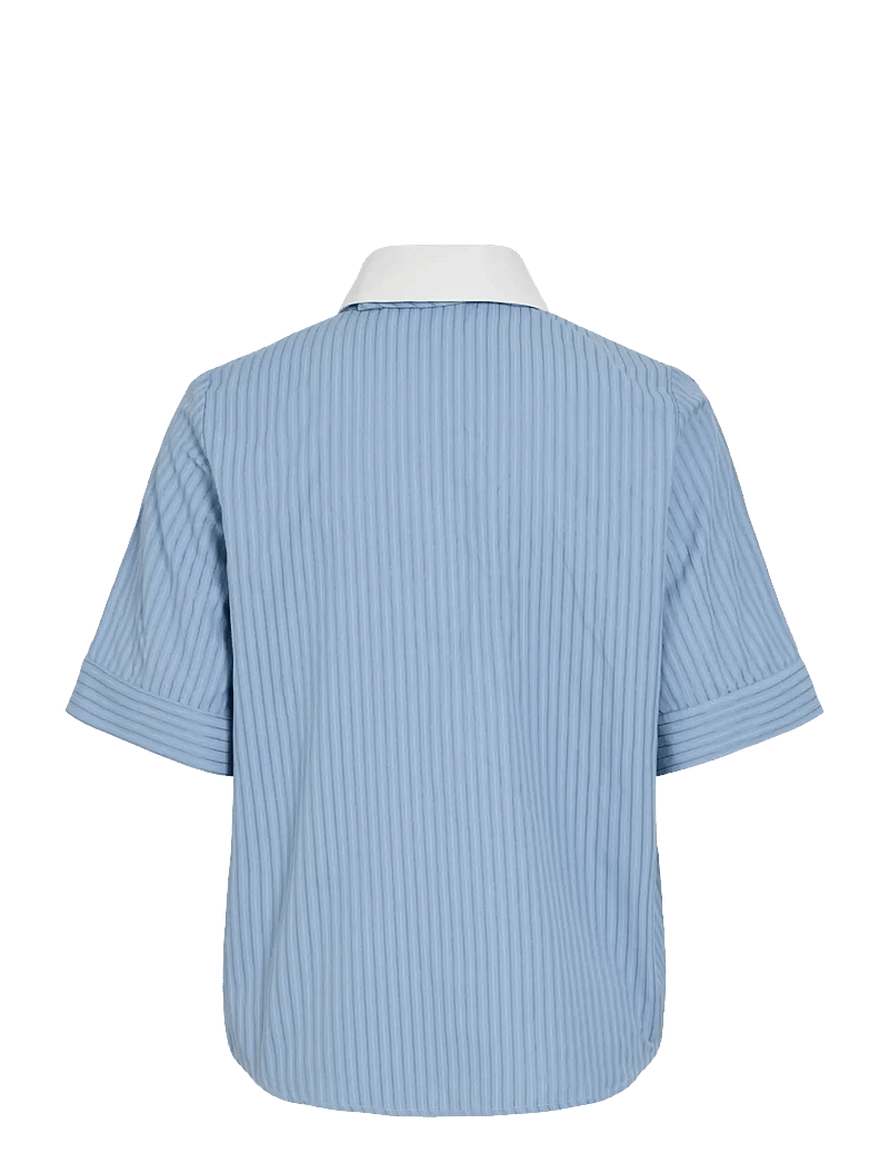 Vila - VILINNA 2/4 SHIRT W. TIE /LN - kortærmede skjorter - nantucket breeze - 1