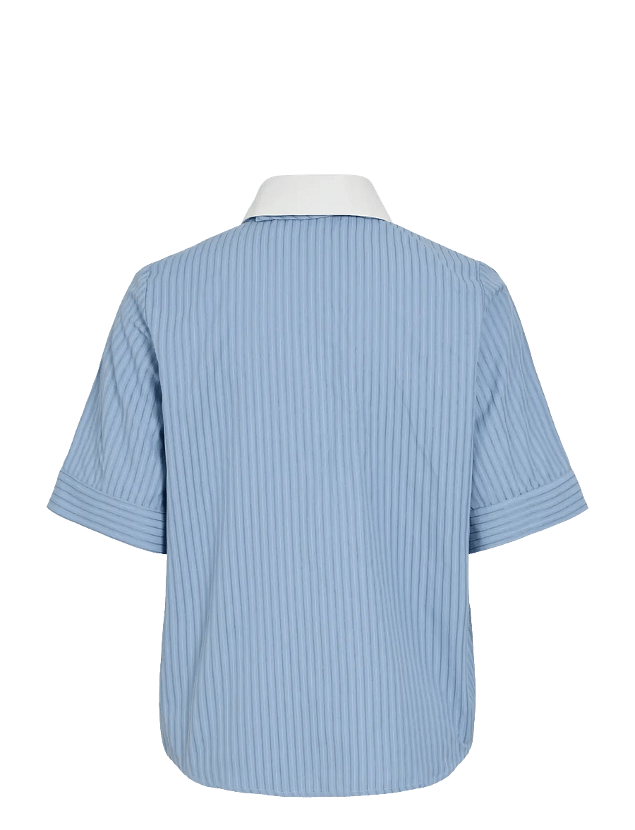 Vila - VILINNA 2/4 SHIRT W. TIE /LN - kortærmede skjorter - nantucket breeze - 1