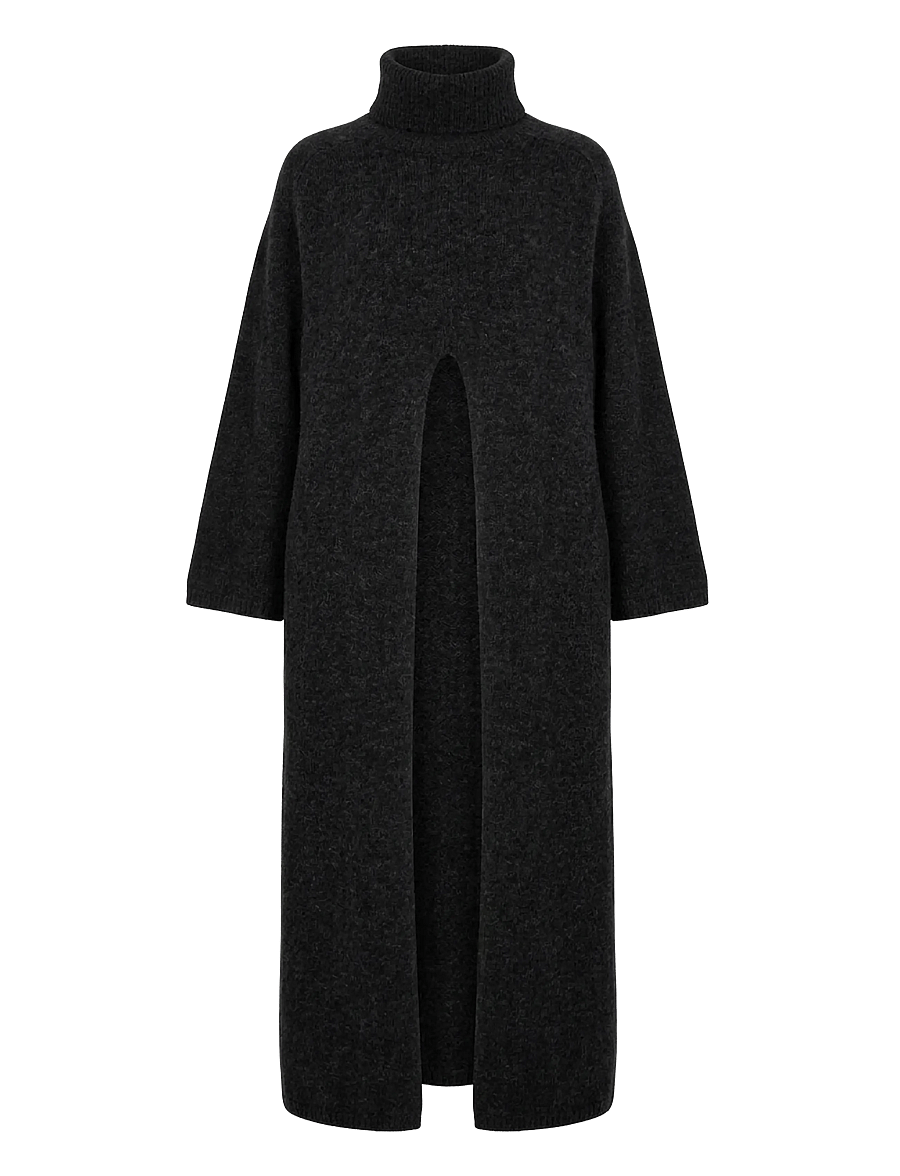 Vila - VIROLFIE LONG OPEN KNIT PULLOVER/KA - stickade tröjor - black - 0