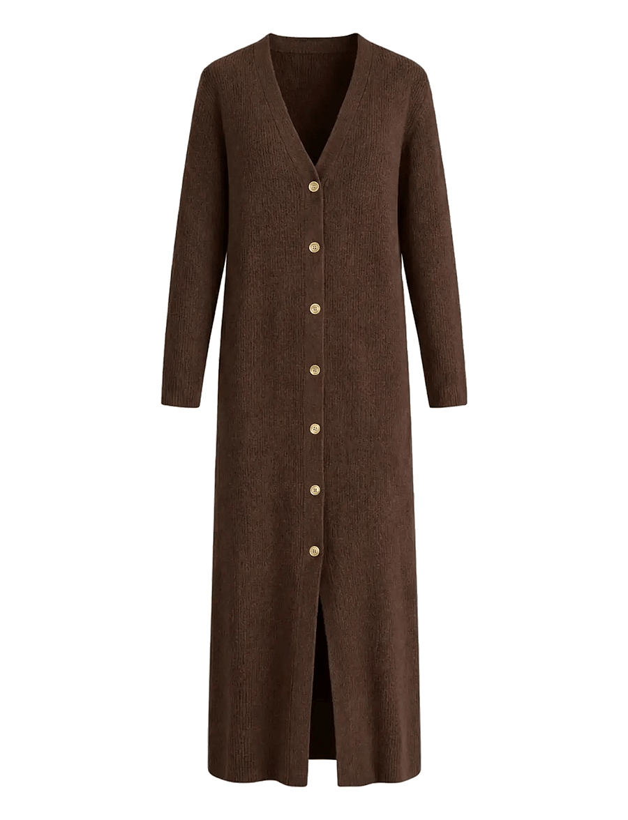 Vila - VIROLFIE L/S ANKLE KNIT DRESS/KA - knitted dresses - chocolate brown - 0