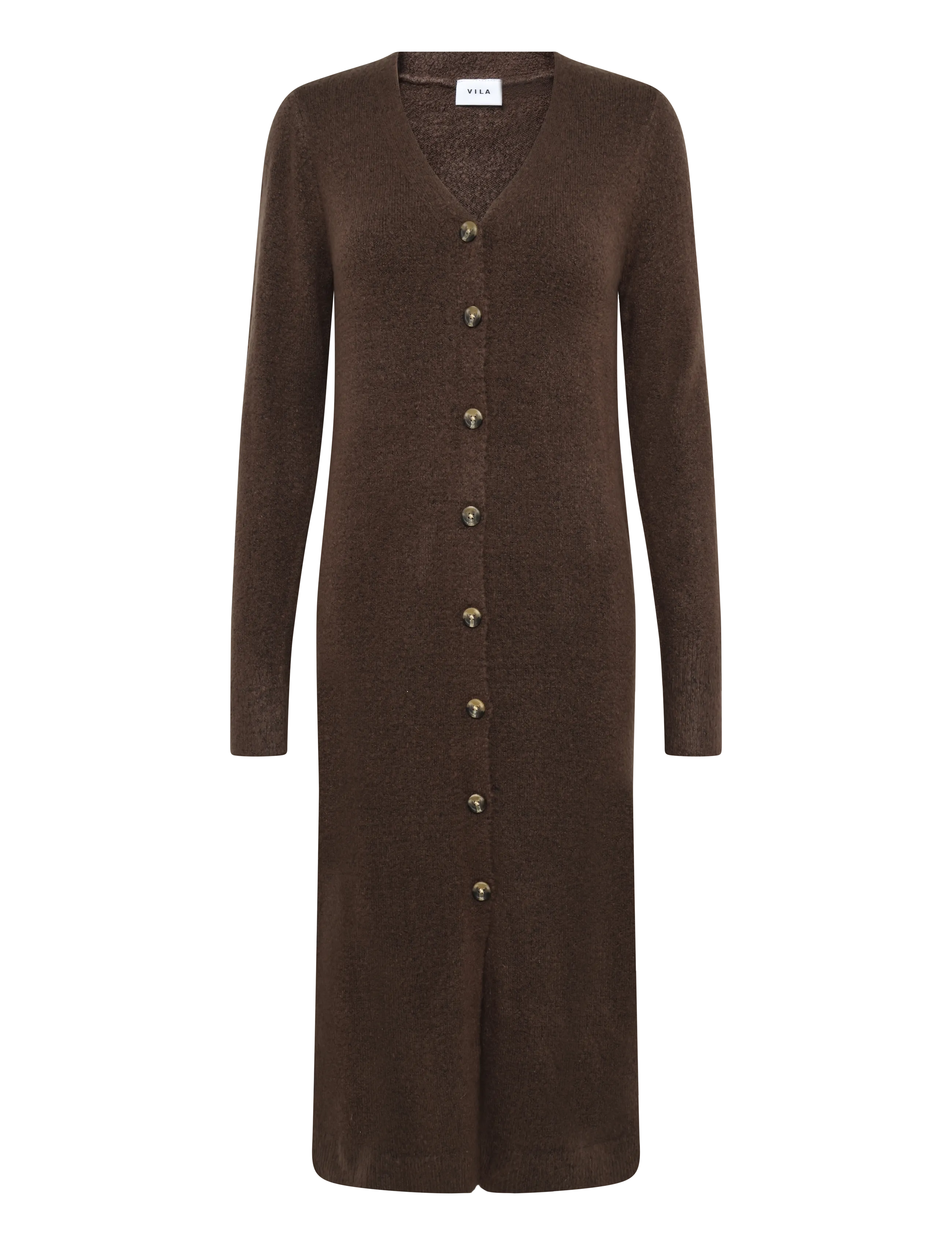 Vila VIROLFIE L/S ANKLE KNIT DRESS/KA - Kläder - CHOCOLATE BROWN / brown