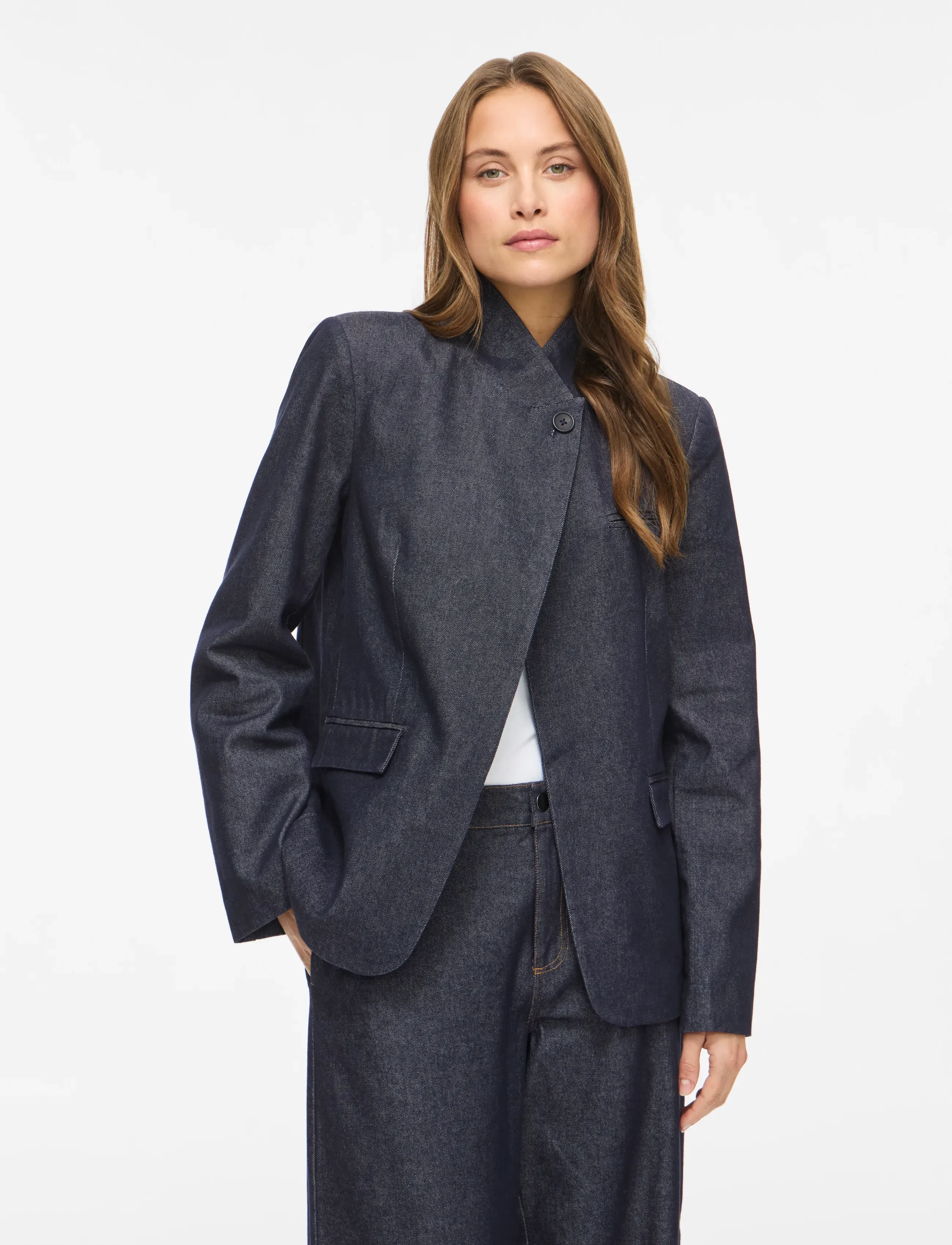 Vila - VILEATA L/S DNM BLAZER - dark blue denim - 0