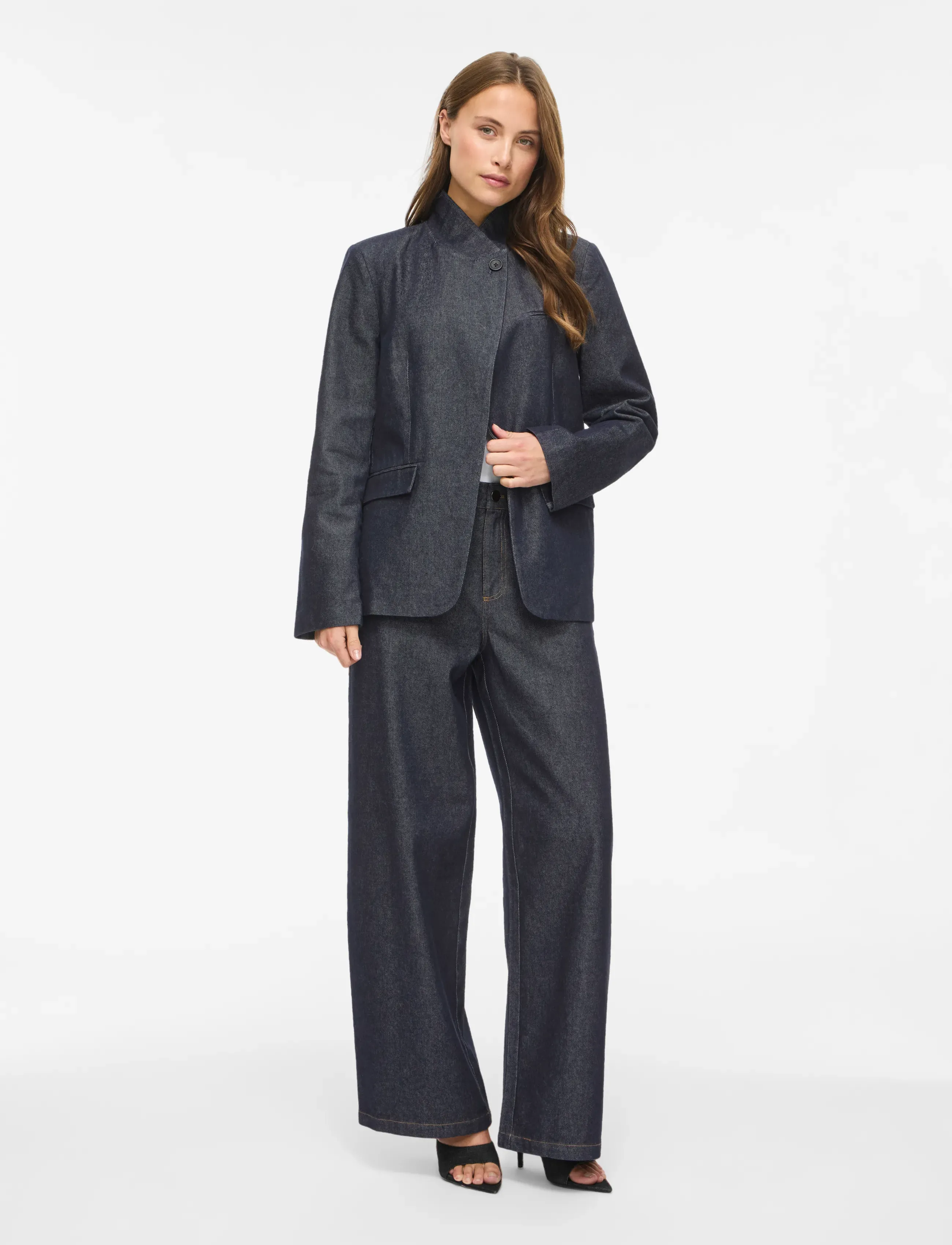Vila - VILEATA L/S DNM BLAZER - dark blue denim - 4