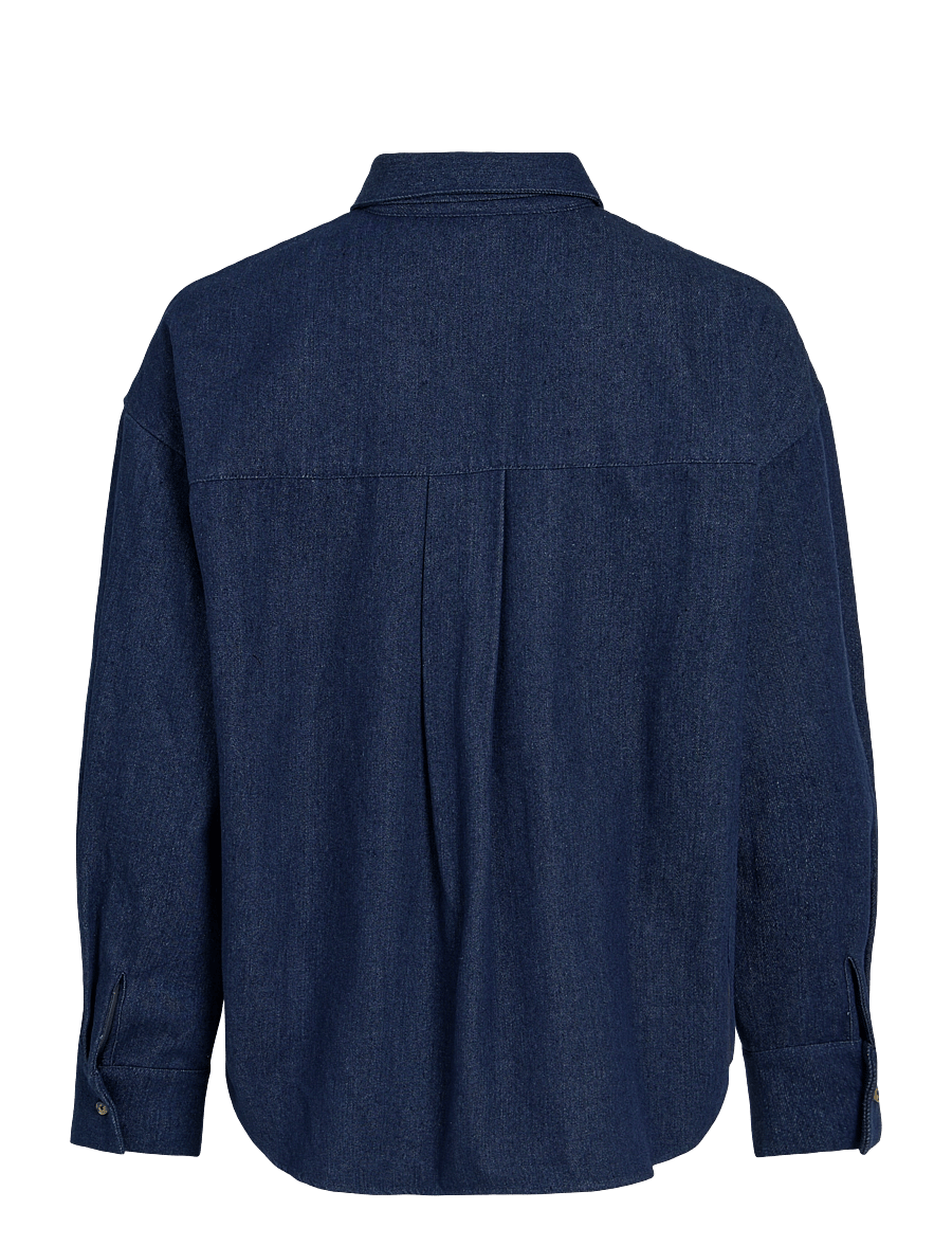 Vila - VIRALO L/S SHIRT W/ TIE - dark blue denim - 1