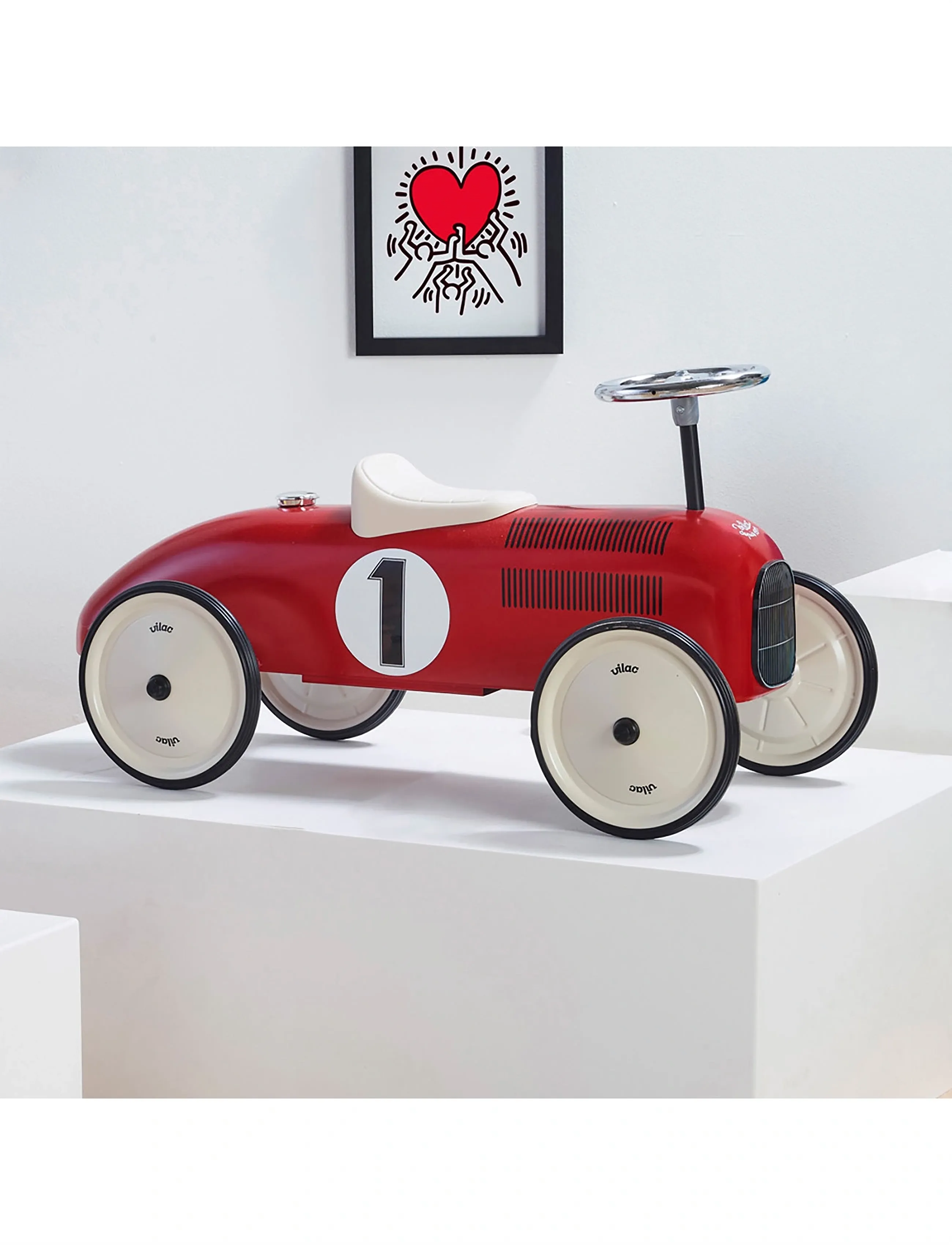 Vilac Vintage Ride-On Car Red & Cream, One Size, Spielzeug, Rot - Ride On Kinder