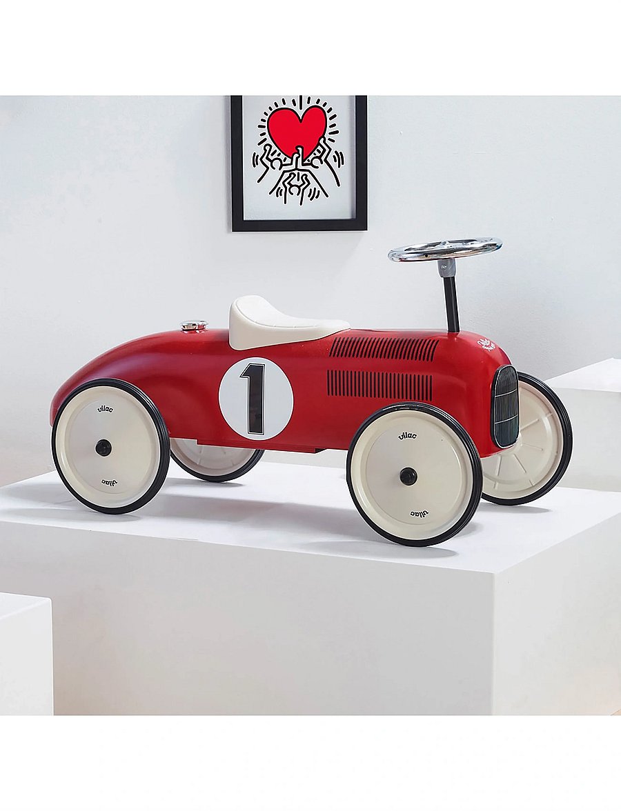 Vilac - Vintage Ride-on Car - Red & Cream - aufsitzspielzeug - red - 0