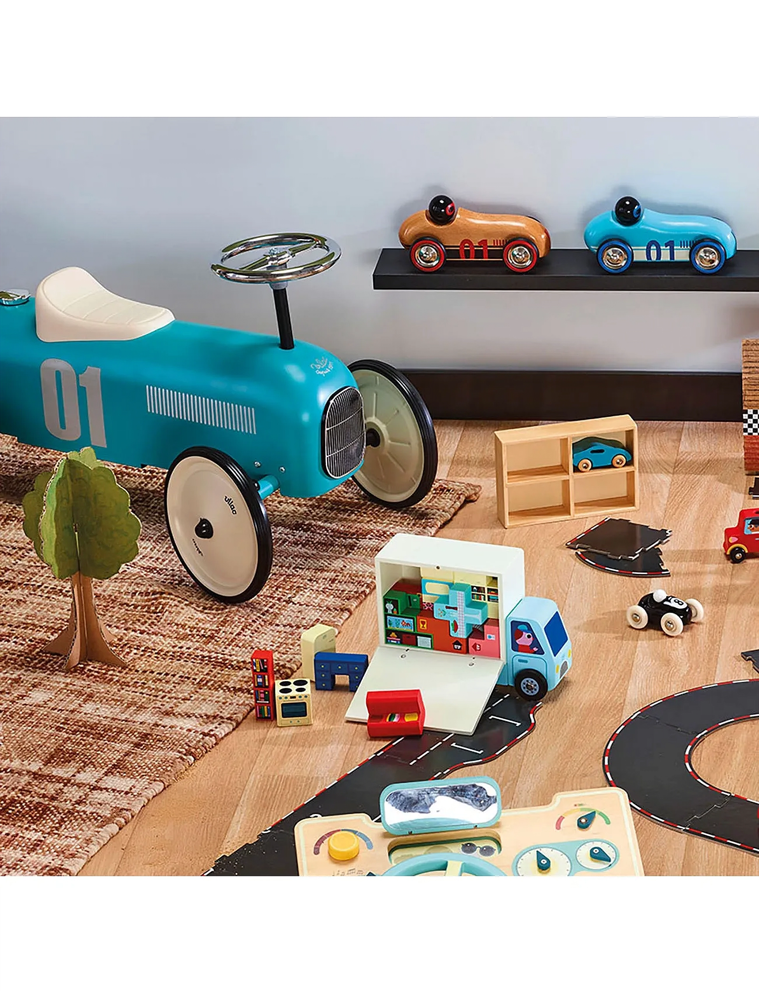 Vilac Ride-On Metal Vintage Car Blue Aqua, One Size, Spielzeug, Blau - Ride On Kinder