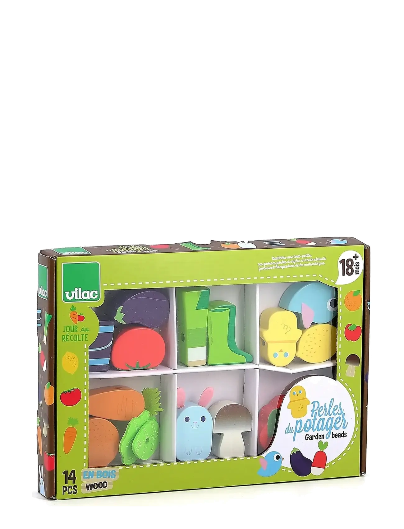 Vilac Large Beads Set Vegetable Garden, Toy Food & Cakes, Multi/mønstret, Str: ONE SIZE