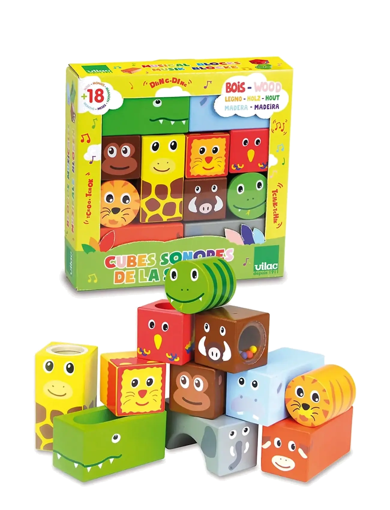 Vilac - Savanna musical blocks - stapelbara klossar - multi - 2