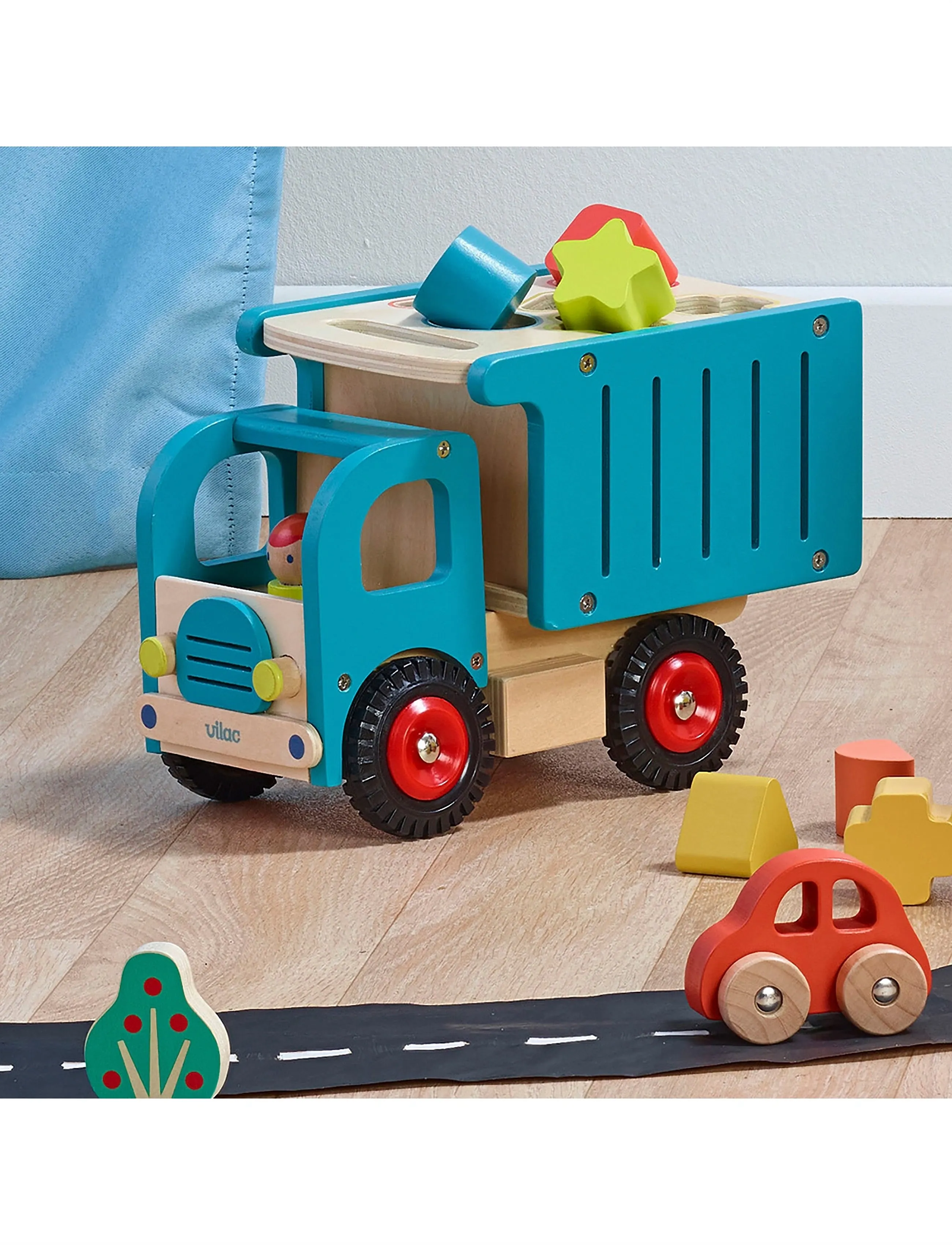 Vilac - Truck with Shape Sorter - mänguautod - turquise - 0