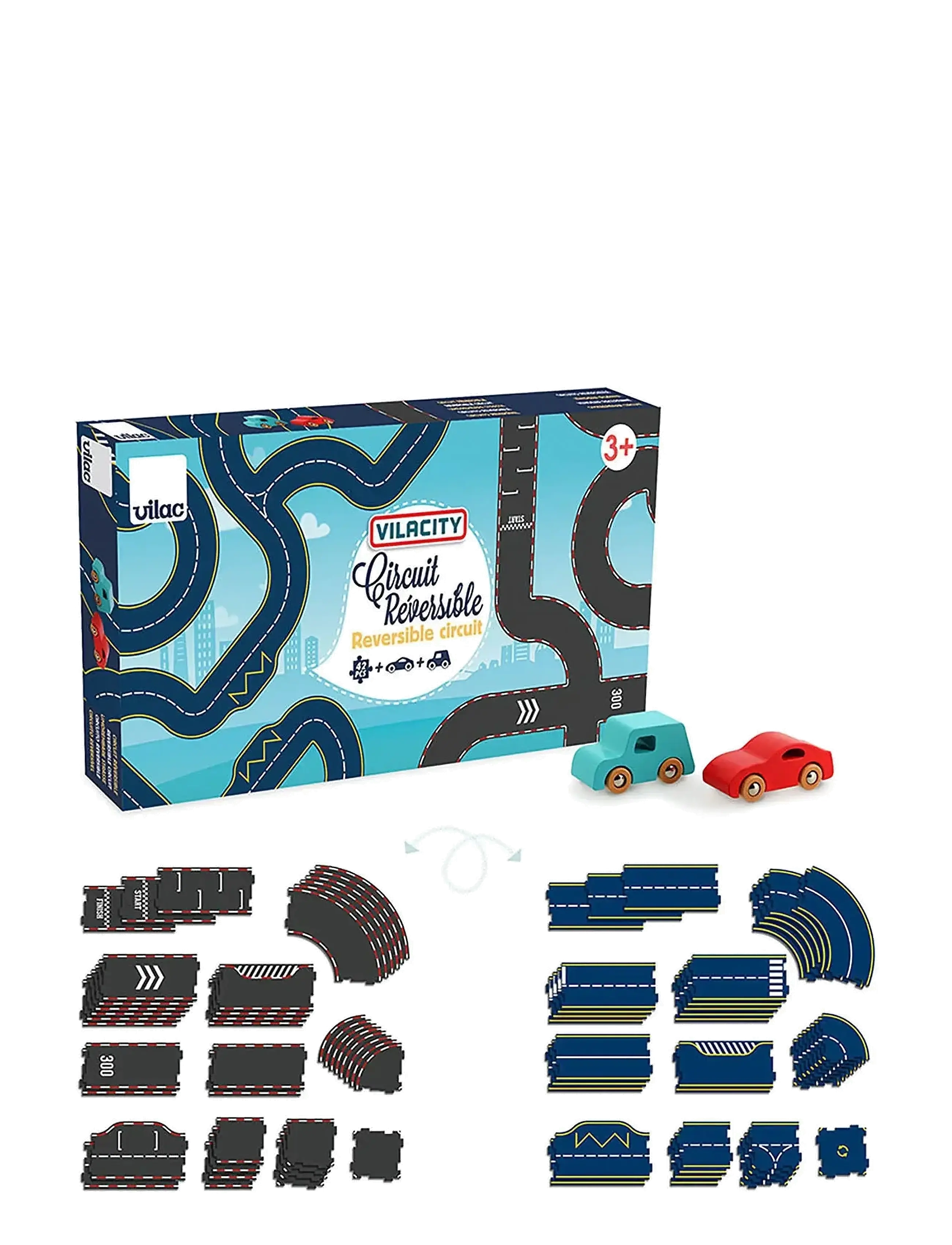 Vilac Vilacity Reversible Race Circuit 42 pcs - Bilbanor - MULTI / multi