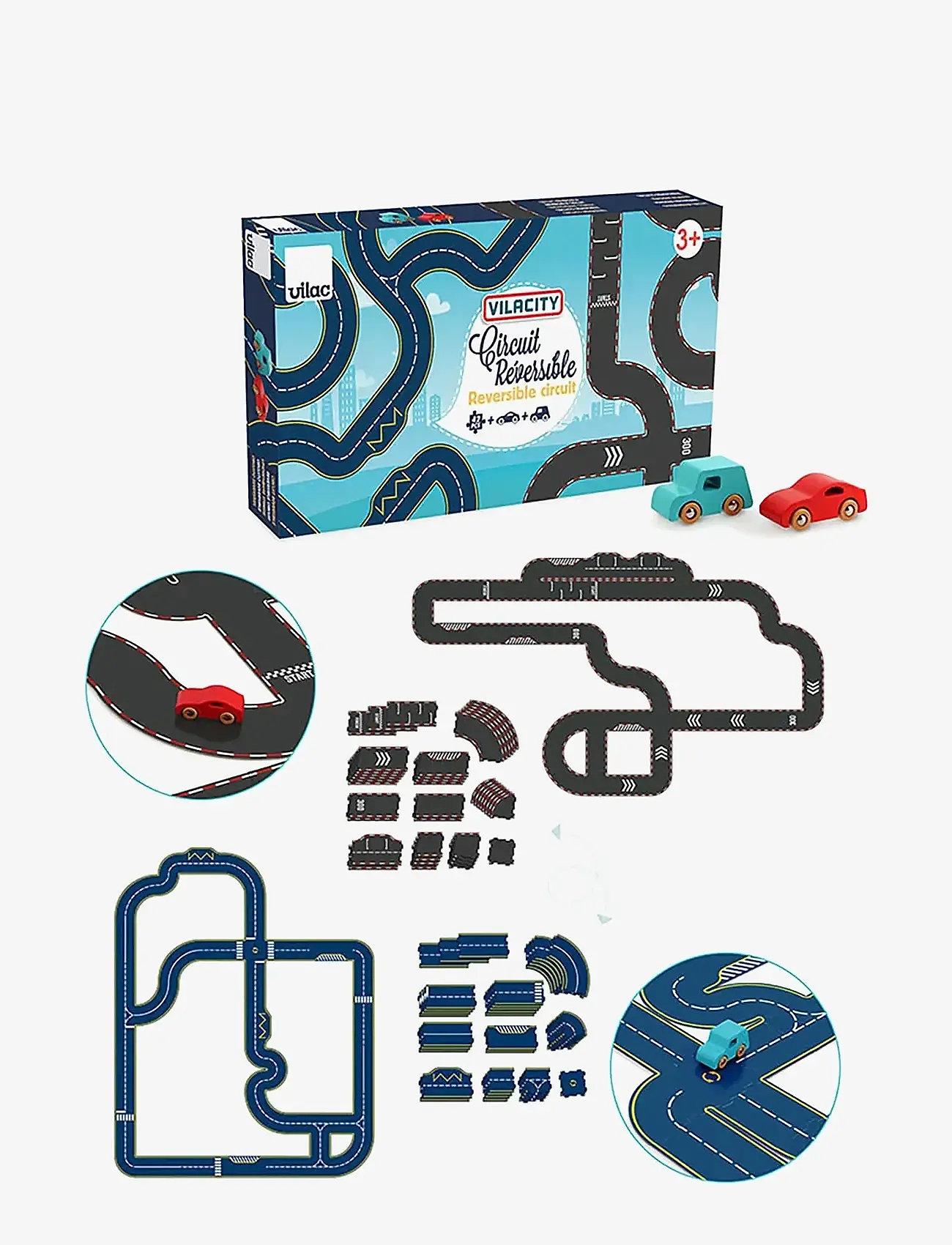 Vilac - Vilacity Reversible Race Circuit 42 pcs - võistlusrajad - multi - 4