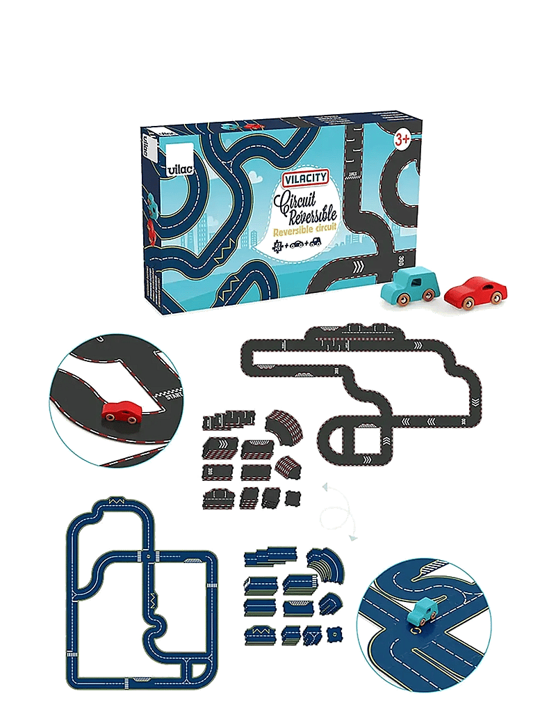 Vilac - Vilacity Reversible Race Circuit 42 pcs - võistlusrajad - multi - 4