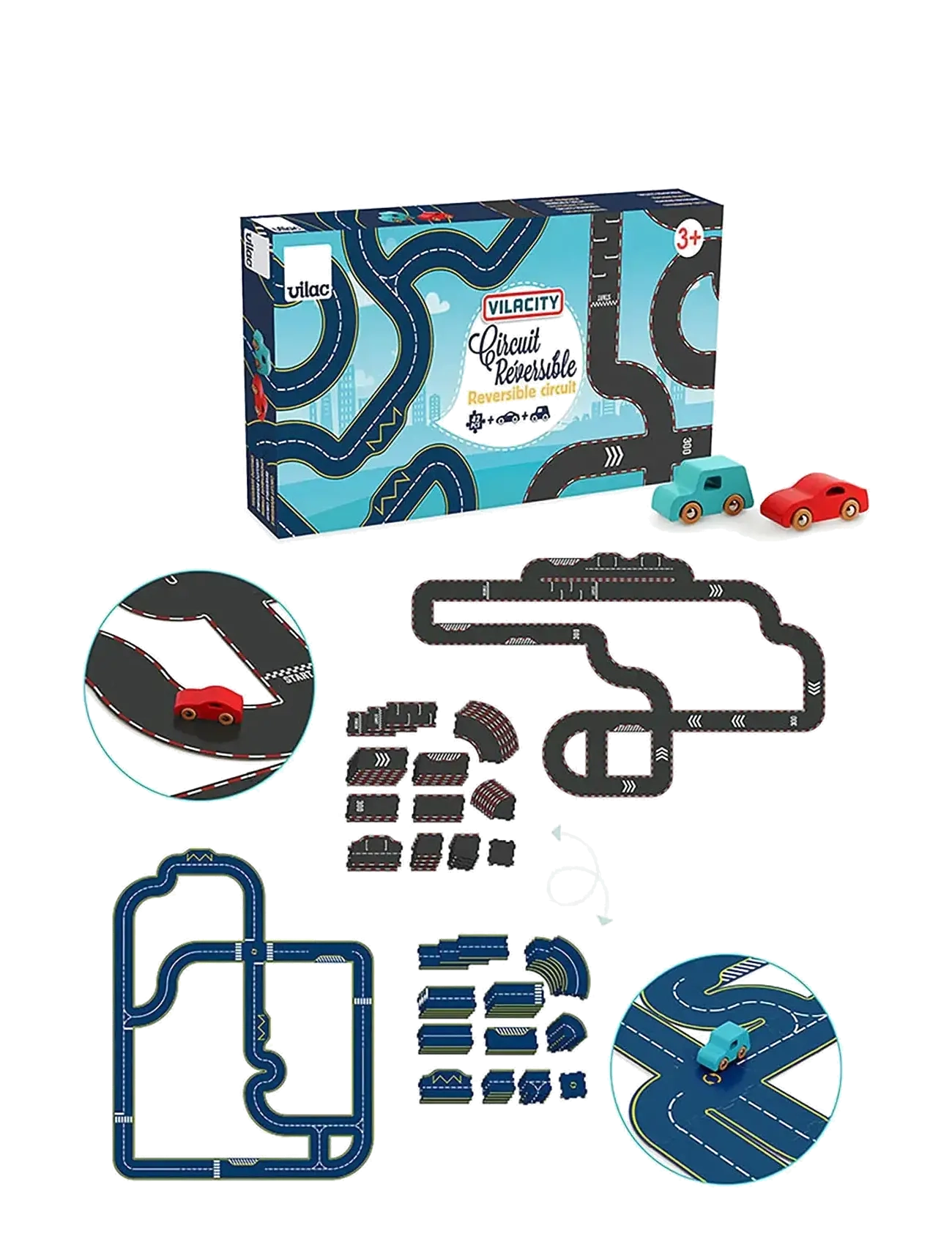 Vilac - Vilacity Reversible Race Circuit 42 pcs - bilbanor - multi - 4