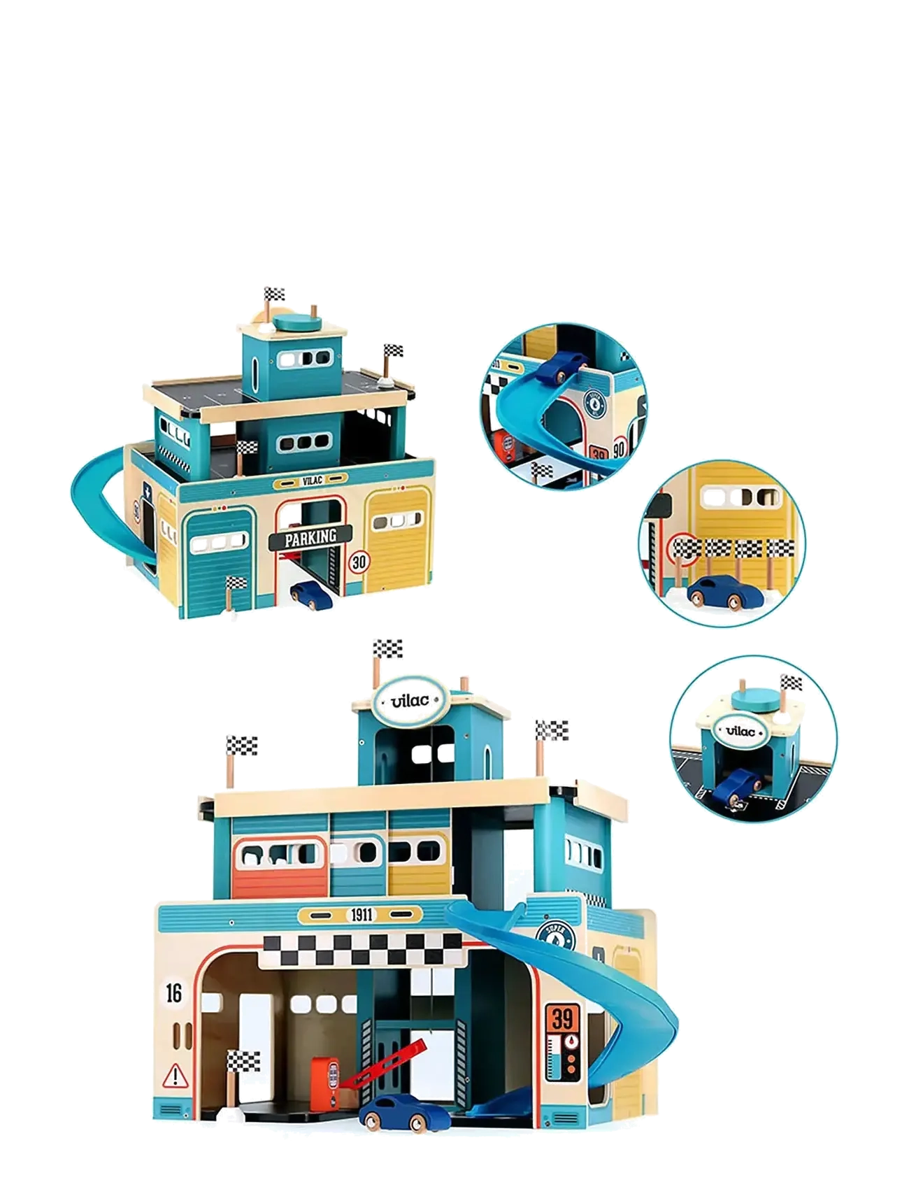 Vilac - Vilacity Vintage Garage - bilbaner - turquoise - 2