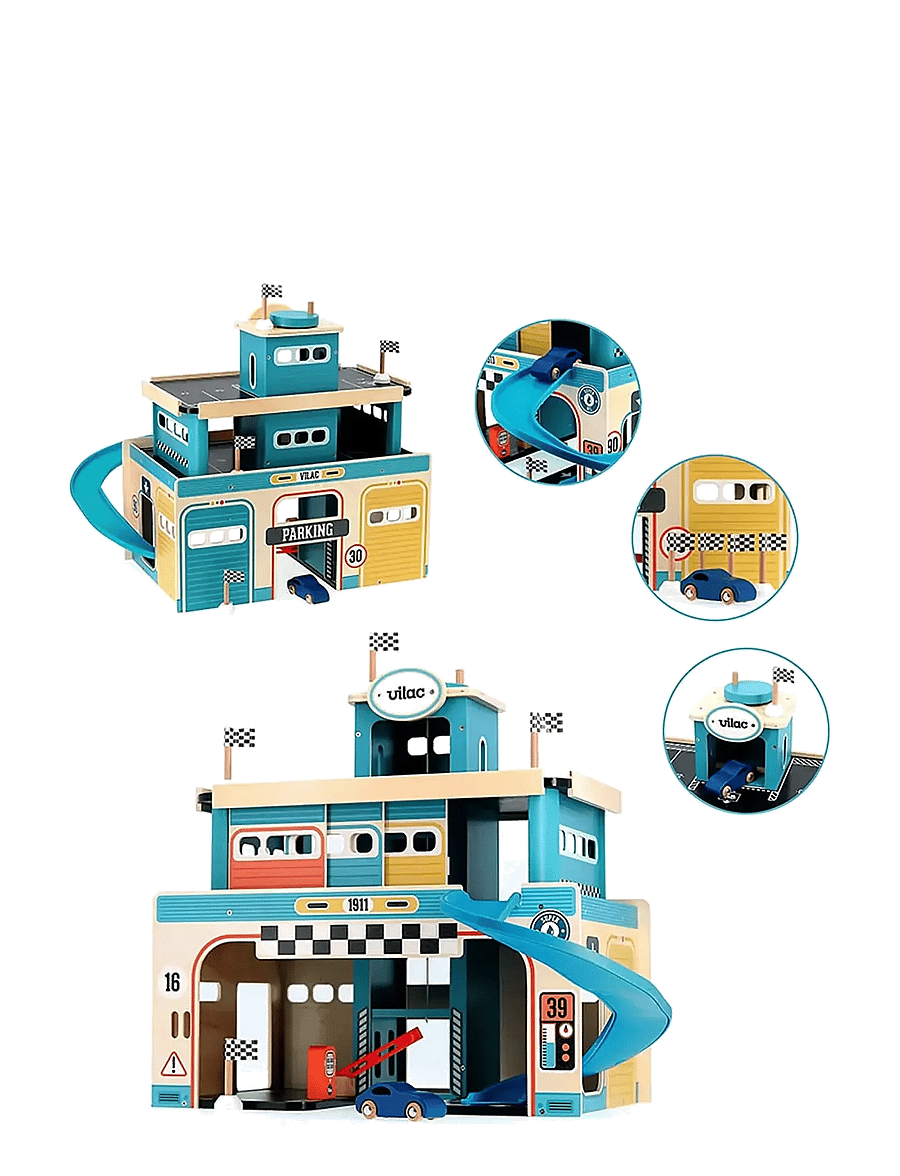 Vilac - Vilacity Vintage Garage - rennbahnen - turquoise - 2