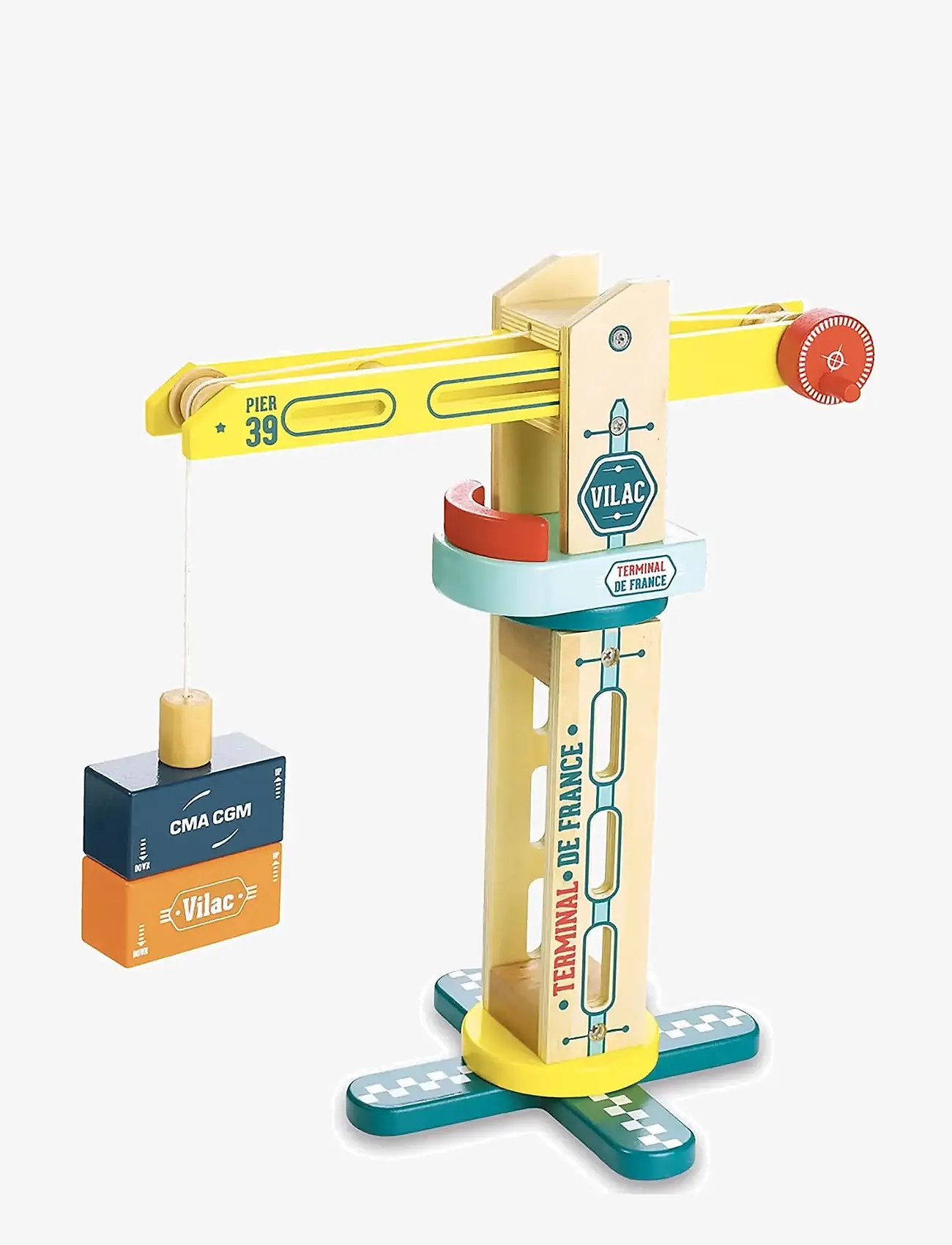 Vilac - Vilac City crane - wooden figures - yellow - 1