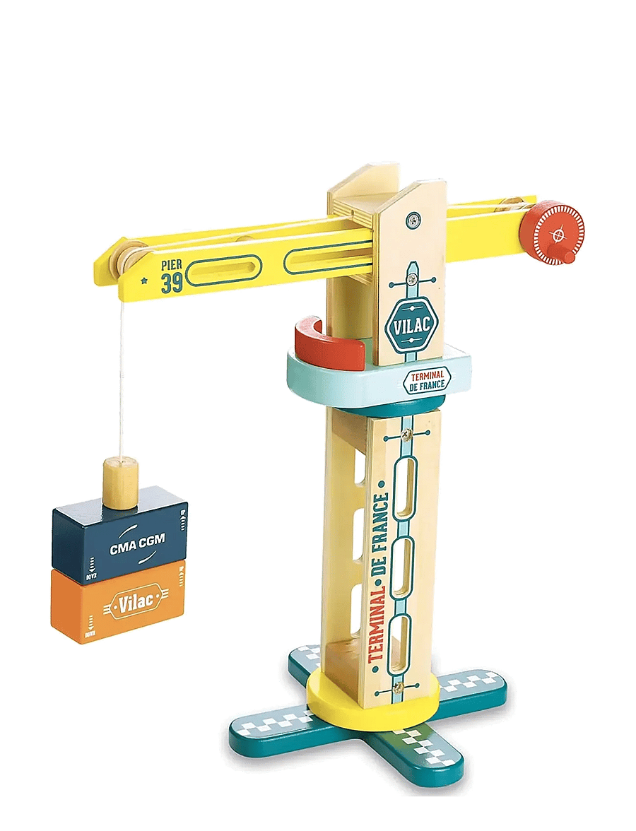 Vilac - Vilac City crane - puidust kujud - yellow - 1