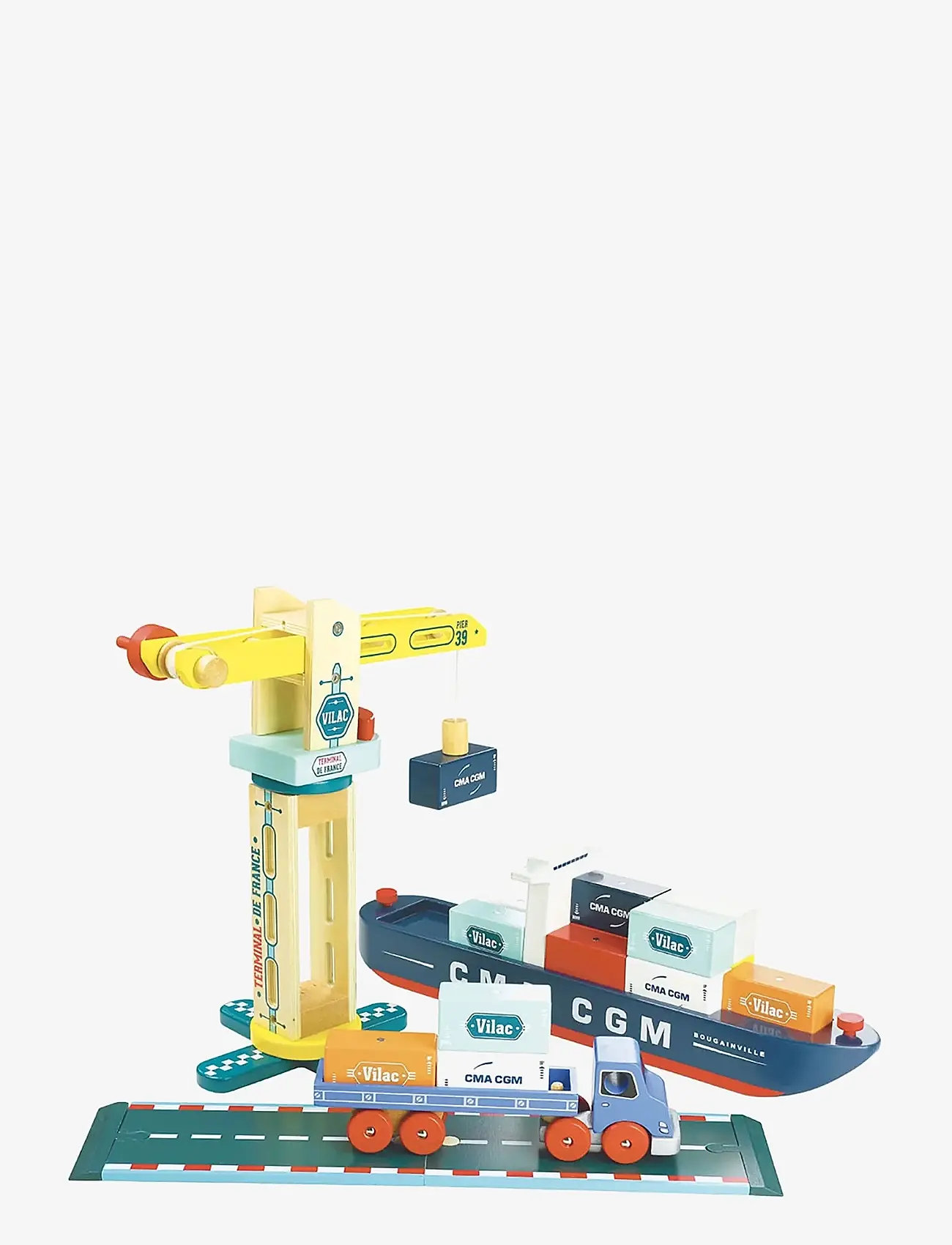 Vilac - Vilac City crane - wooden figures - yellow - 2