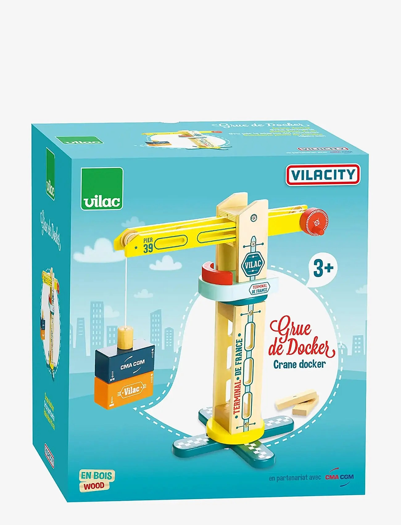 Vilac - Vilac City crane - wooden figures - yellow - 4