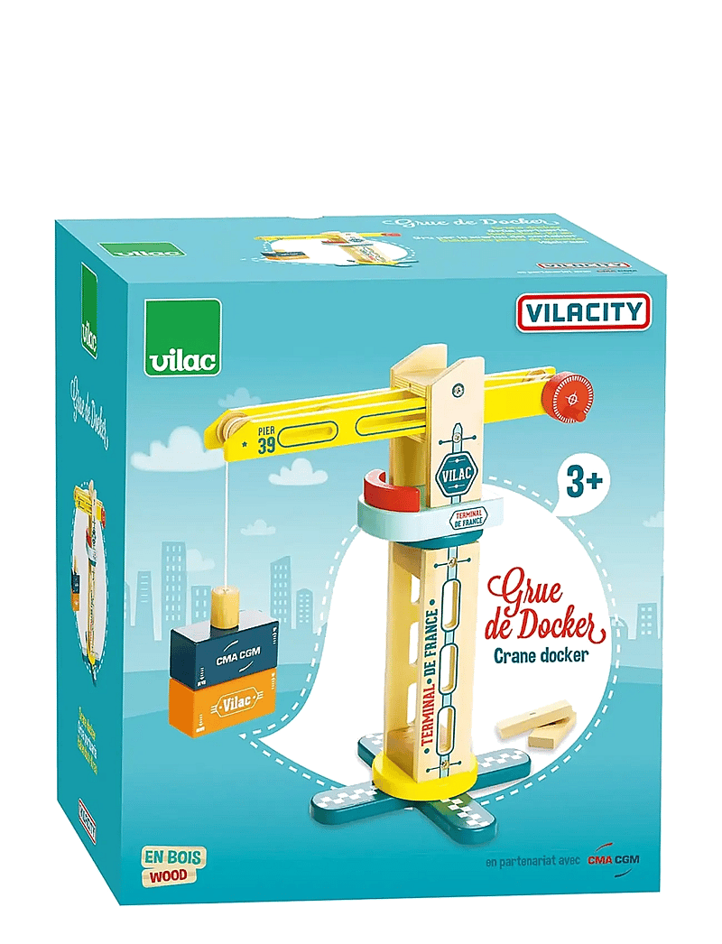Vilac - Vilac City crane - puidust figuurid - yellow - 4
