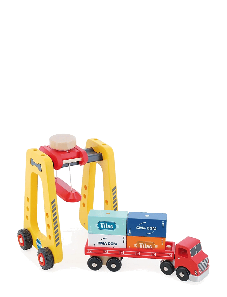Vilac - Container Crane and Truck - ehitusautod - yellow - 1