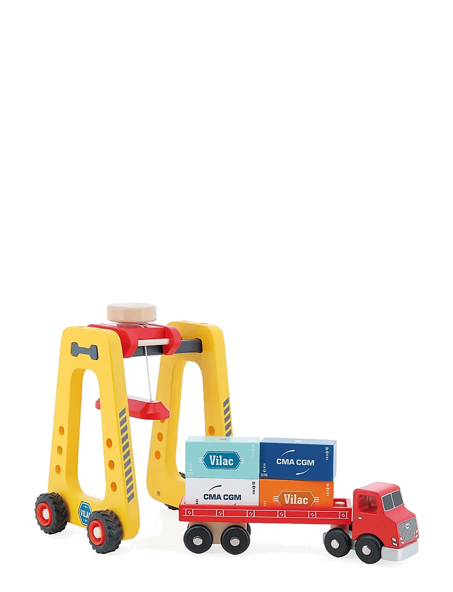 Vilac - Container Crane and Truck - ehitusautod - yellow - 3