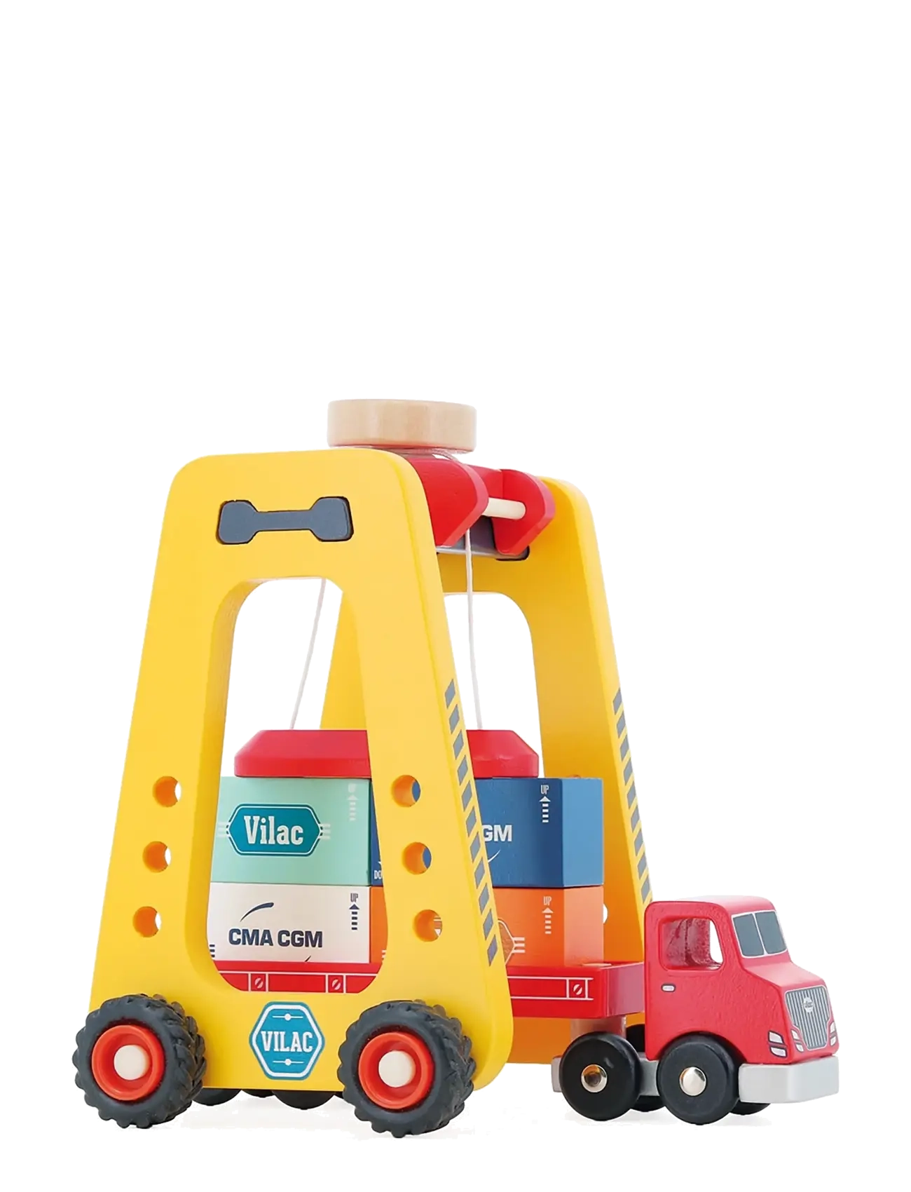 Vilac - Container Crane and Truck - ehitusautod - yellow - 4